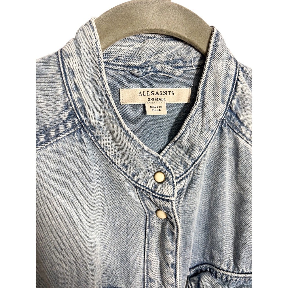 All Saints‎ Loe Snap Front Denim Shirt Dress Size XS - Picture 6 of 9